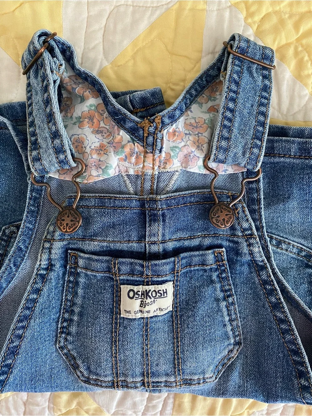 Oshkosh Vestback Overalls Floral Ruffles Size 2T